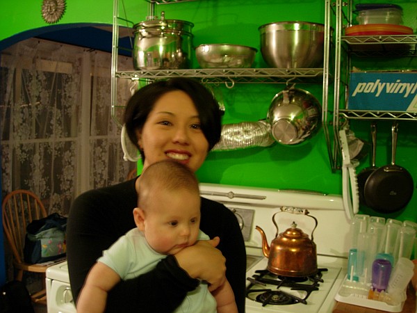 Kimi's new haircut, with Sammy, Mountain View, CA, February 9, 2006