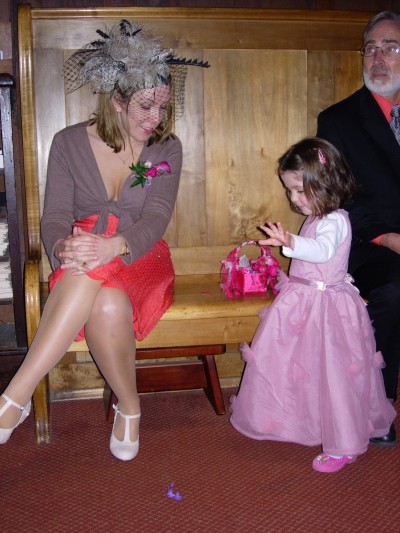 Isabella Romeo, flower girl, at Taff and Rachel's wedding, Swedenborgian Church, San Francisco, CA, March 25, 2006; photo by Kimi Winters