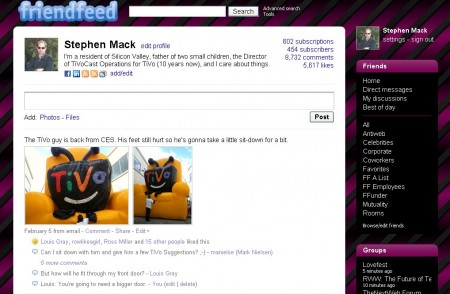 Screenshot of FriendFeed