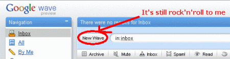 Gnu Wave? Screenshot of Google Wave with the New Wave button highlighted