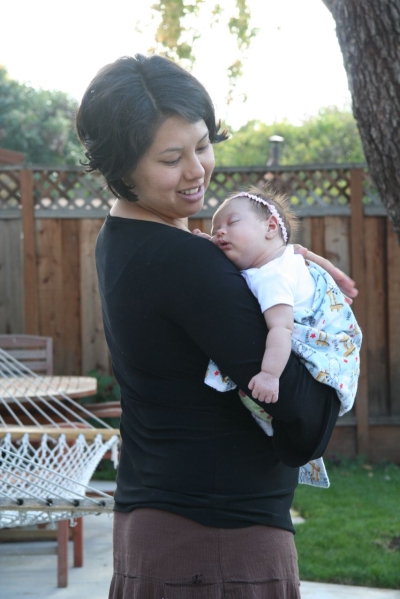 Kimi Mack holds Sophie Mack, October 28, 2007, Mountain View, CA; photo by Erin Mack