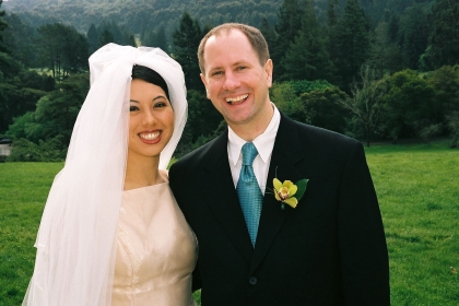Kimi and Stephen on their wedding day in Berkeley, CA, April 3, 2005; photo by Moses Ceaser