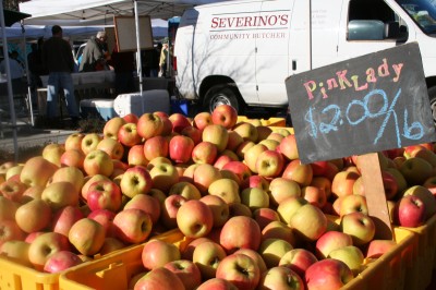 Pink Lady apples for sale at the Farmer's Market, Mountain View, CA, January 21, 2007