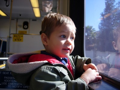 Sammy Mack rides the light rail from Mountain View to San Jose, CA, September 29, 2007