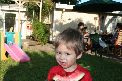Sammy eating a watermelon, Mountain View, CA, June, 2007