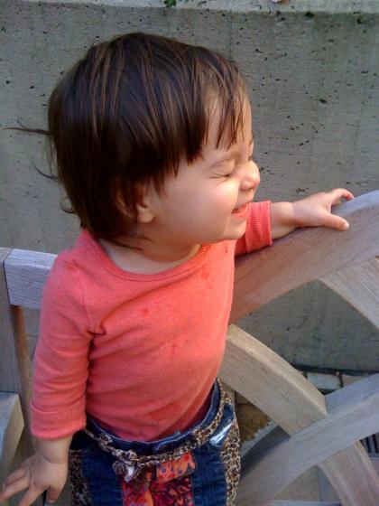 [photo of Sophie Mack, 20 months, eyes closed, Mountain View, CA, June 9, 2009; photo by Kimi Mack]