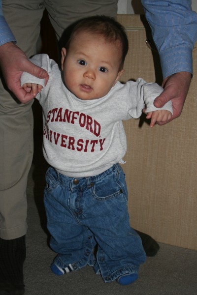 Sammy wearing a Stanford sweatshirt, February 23, 2006
