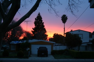 Sunrise over Farley Street, Mountain View, CA, February 2, 2008