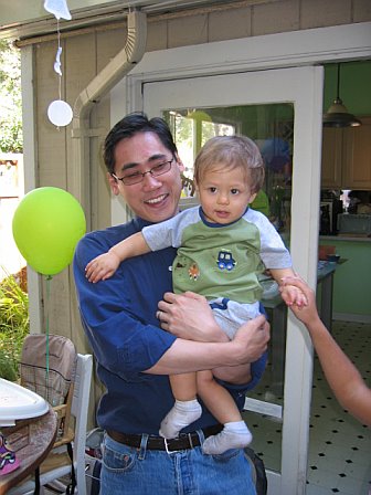 Stephen Wong holding Sammy, Mountain View, CA, September 19, 2006; photograph by Vikki Yu