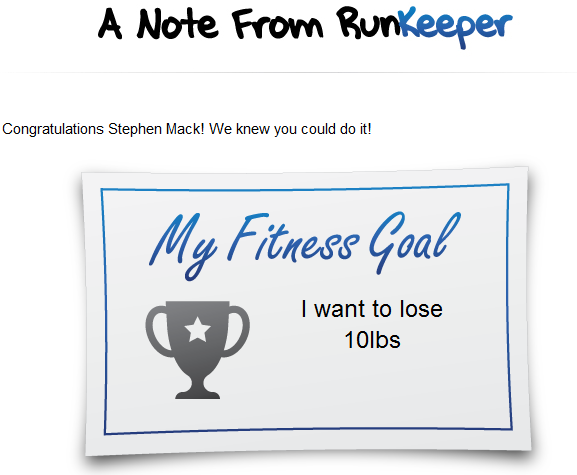 RunKeeper goal achieved