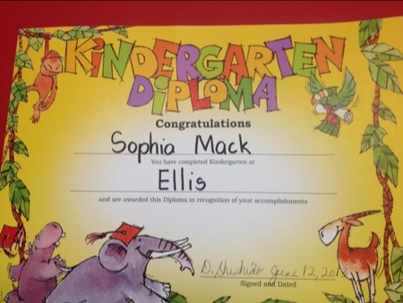 Sophie's kindergarten diploma